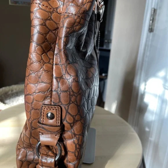 Coach Ashley Croc Embossed Leather Carry All satchel- Rehab - Picture 6 of 9